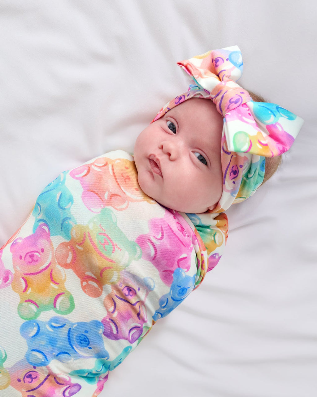 Gummy Giggles Swaddle & Luxe Bow Headband Set — Nursery