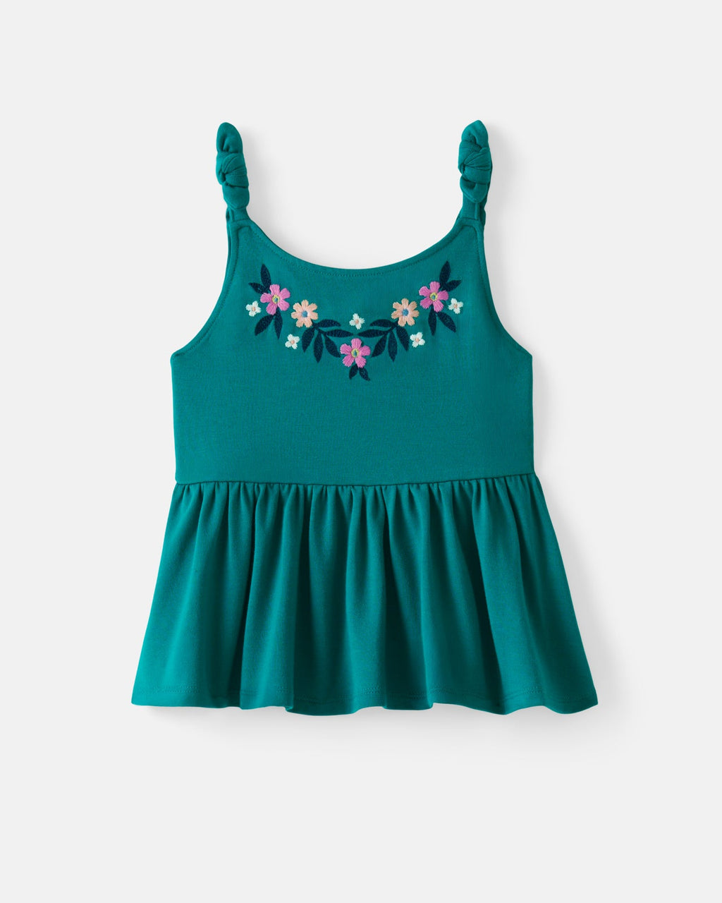 Midnight Tide Embroidered Peplum Tank — Tops