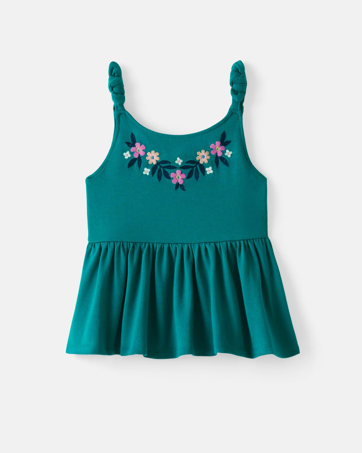Midnight Tide Embroidered Peplum Tank — Tops