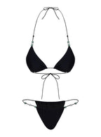 Women's Saltwater Bead Detail Bikini Bottoms Black — Swimwear
