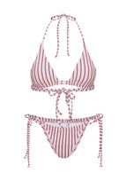 Women's Seahaven Traingle Bikini Top Pink Stripe — Swimwear