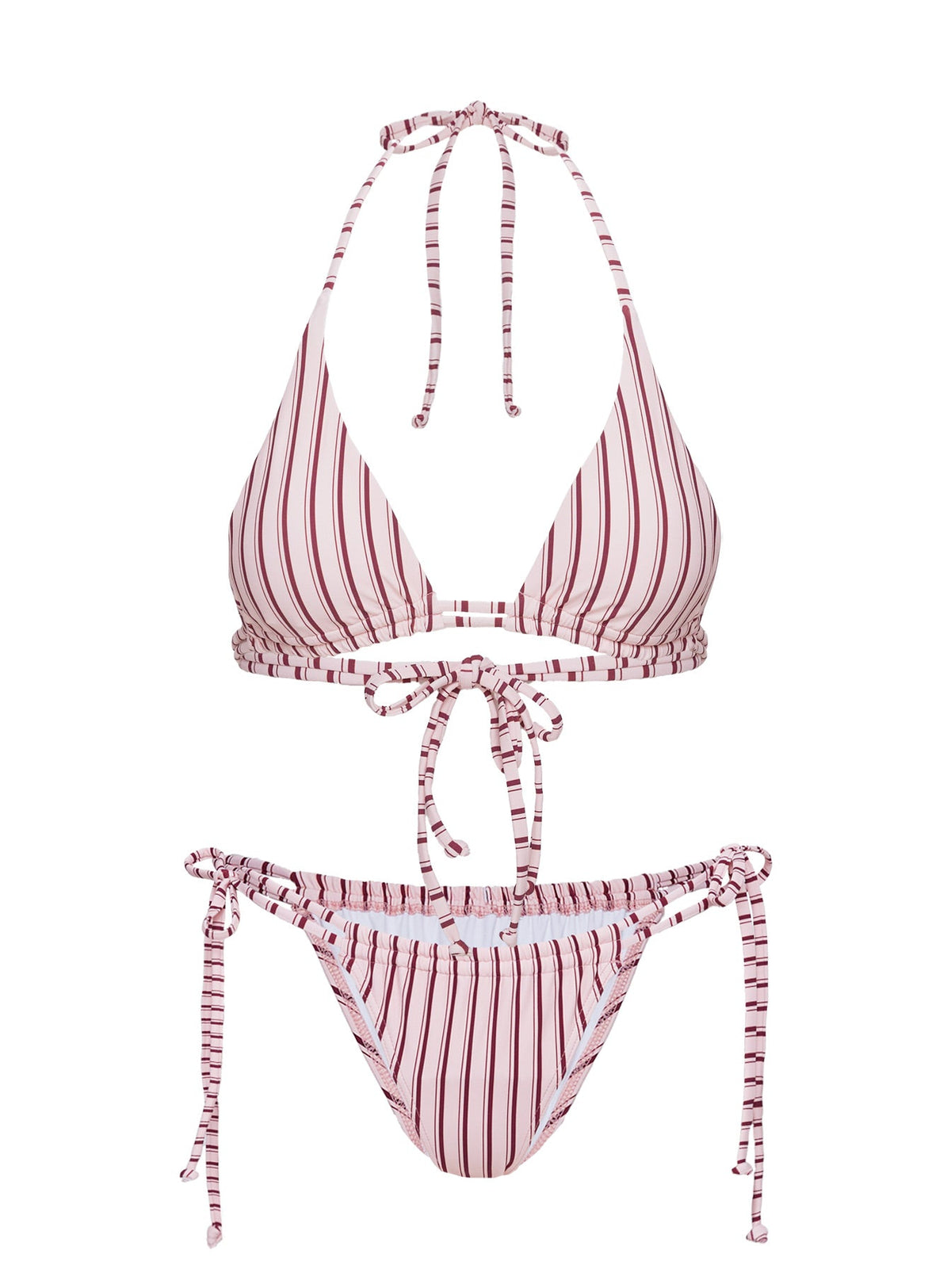 Women's Seahaven Traingle Bikini Top Pink Stripe — Swimwear