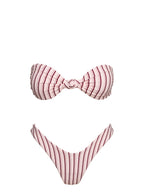 Women's Tamrali Bandeau Bikini Top Pale Pink Stripe — Swimwear