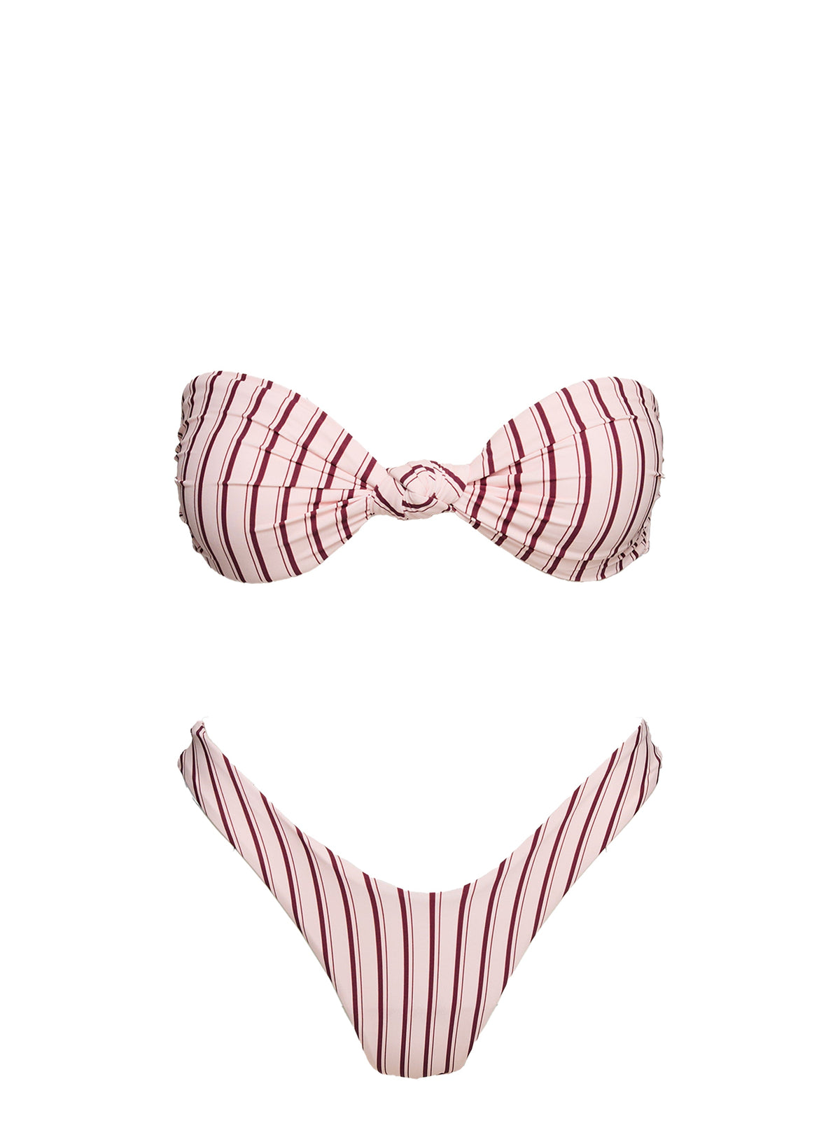 Women's Tamrali Bandeau Bikini Top Pale Pink Stripe — Swimwear