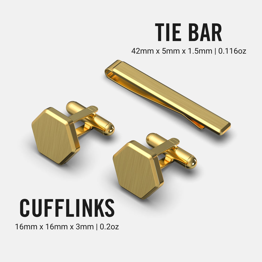 Tie Bar & Cufflinks Kit - 24K Gold — Ring