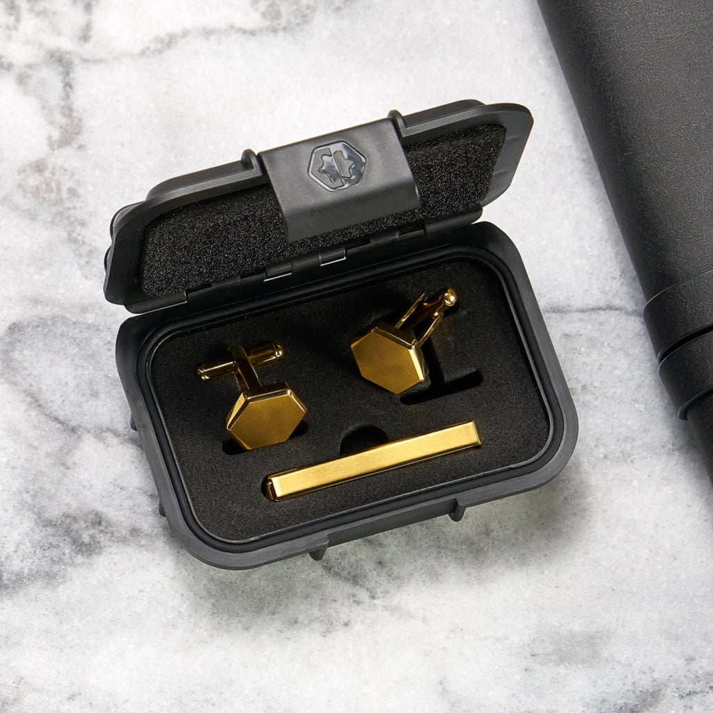 Tie Bar & Cufflinks Kit - 24K Gold — Ring