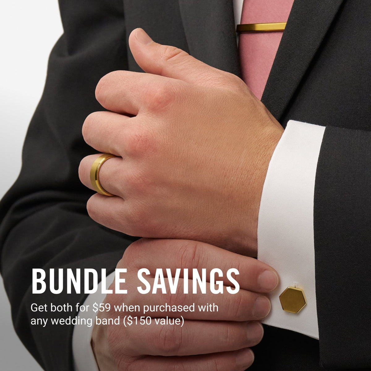 Tie Bar & Cufflinks Kit - 24K Gold — Ring