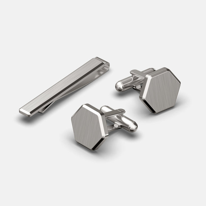 Tie Bar & Cufflinks Kit - Platinum — Ring