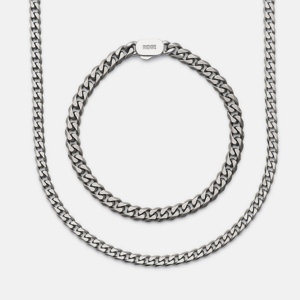 6mm Curb Bracelet - Titanium - Large