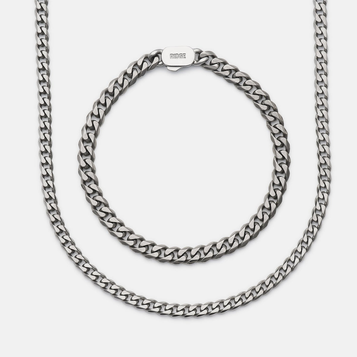 6mm Curb Bracelet - Titanium - Large