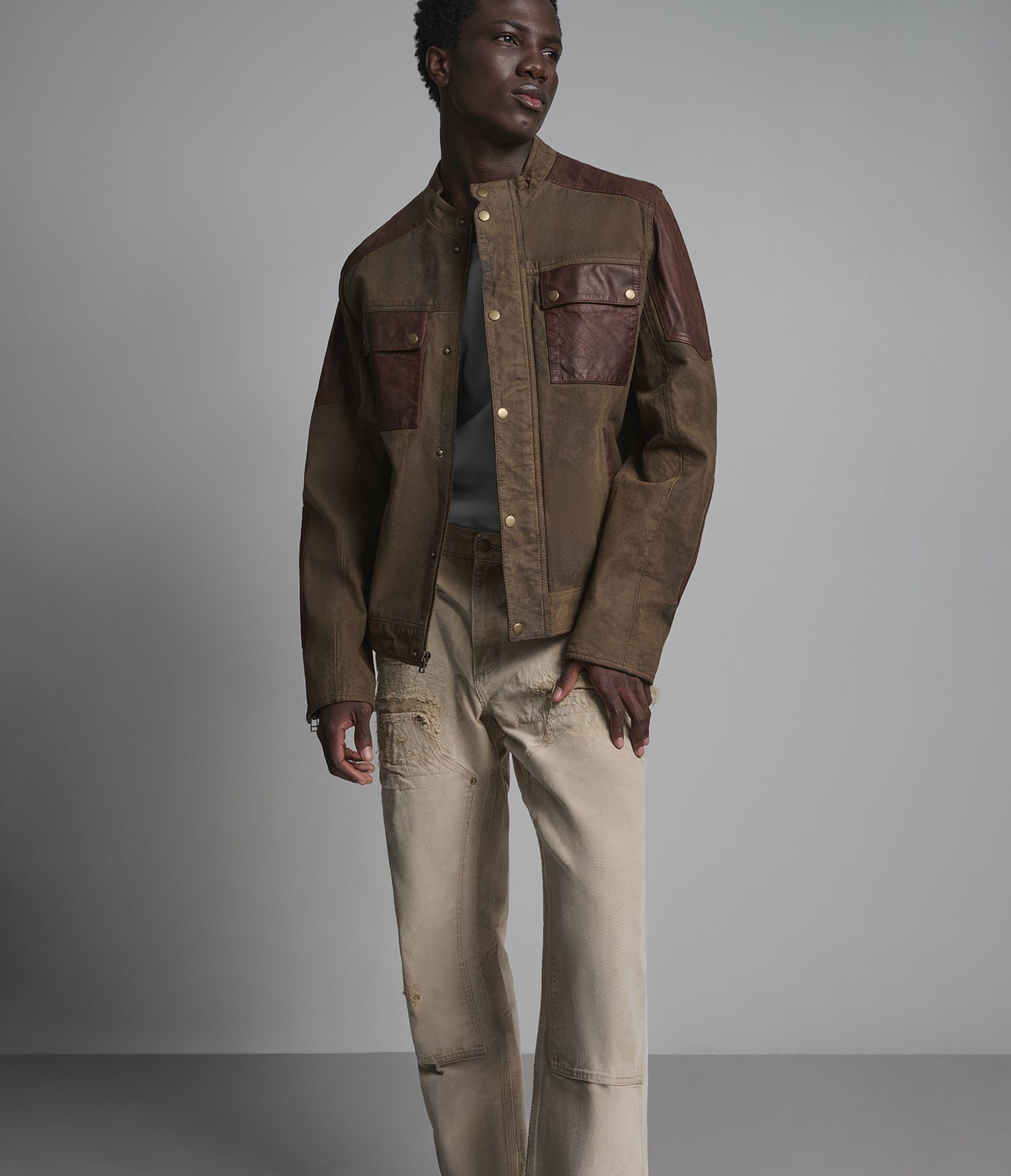 Dallas Vintage Color Block Moto Jacket