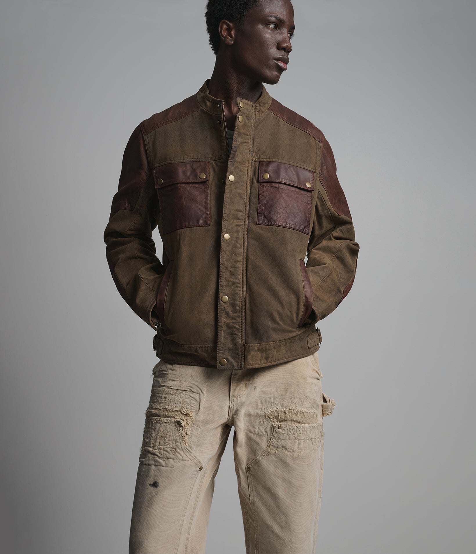 Dallas Vintage Color Block Moto Jacket