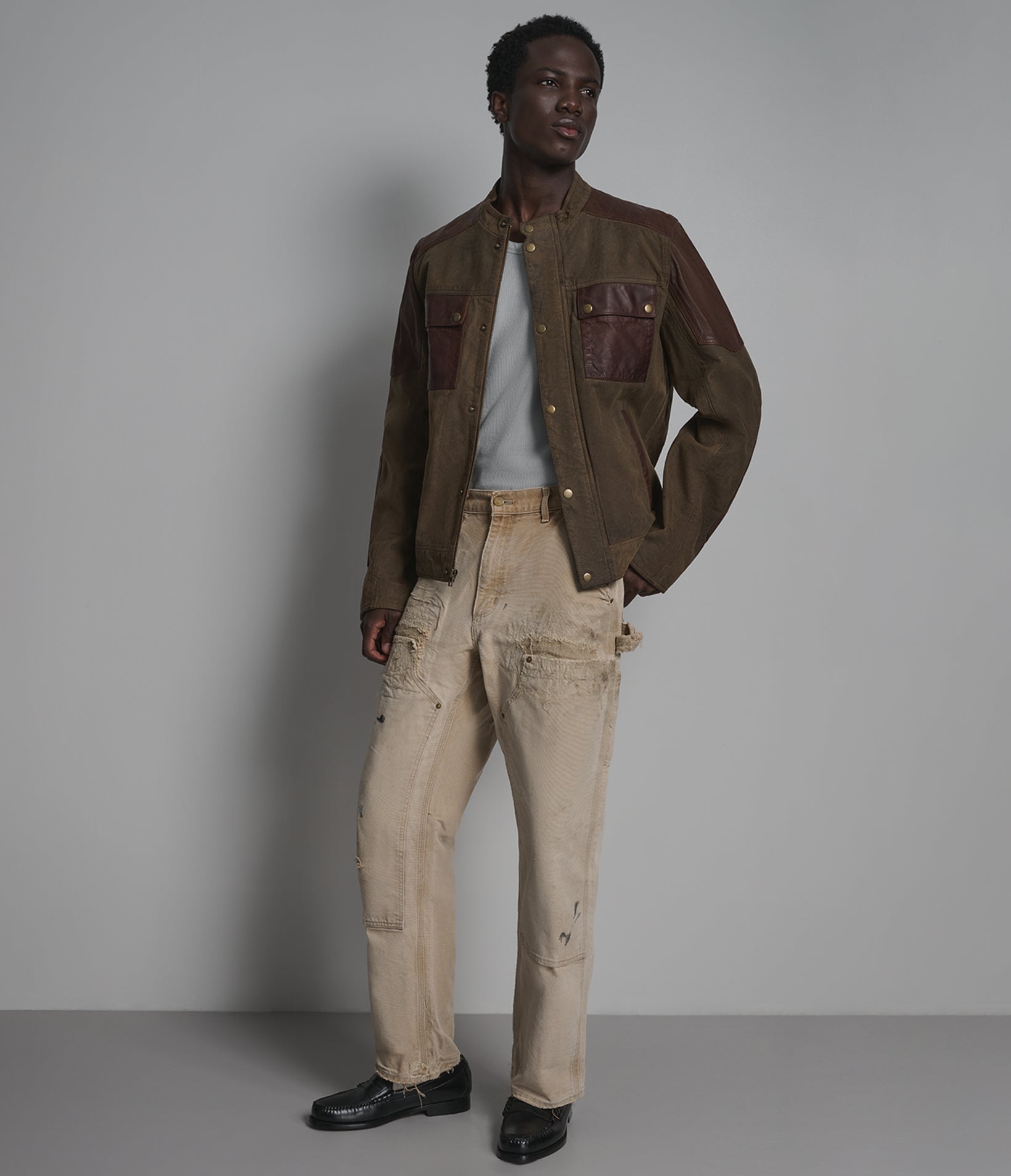 Dallas Vintage Color Block Moto Jacket