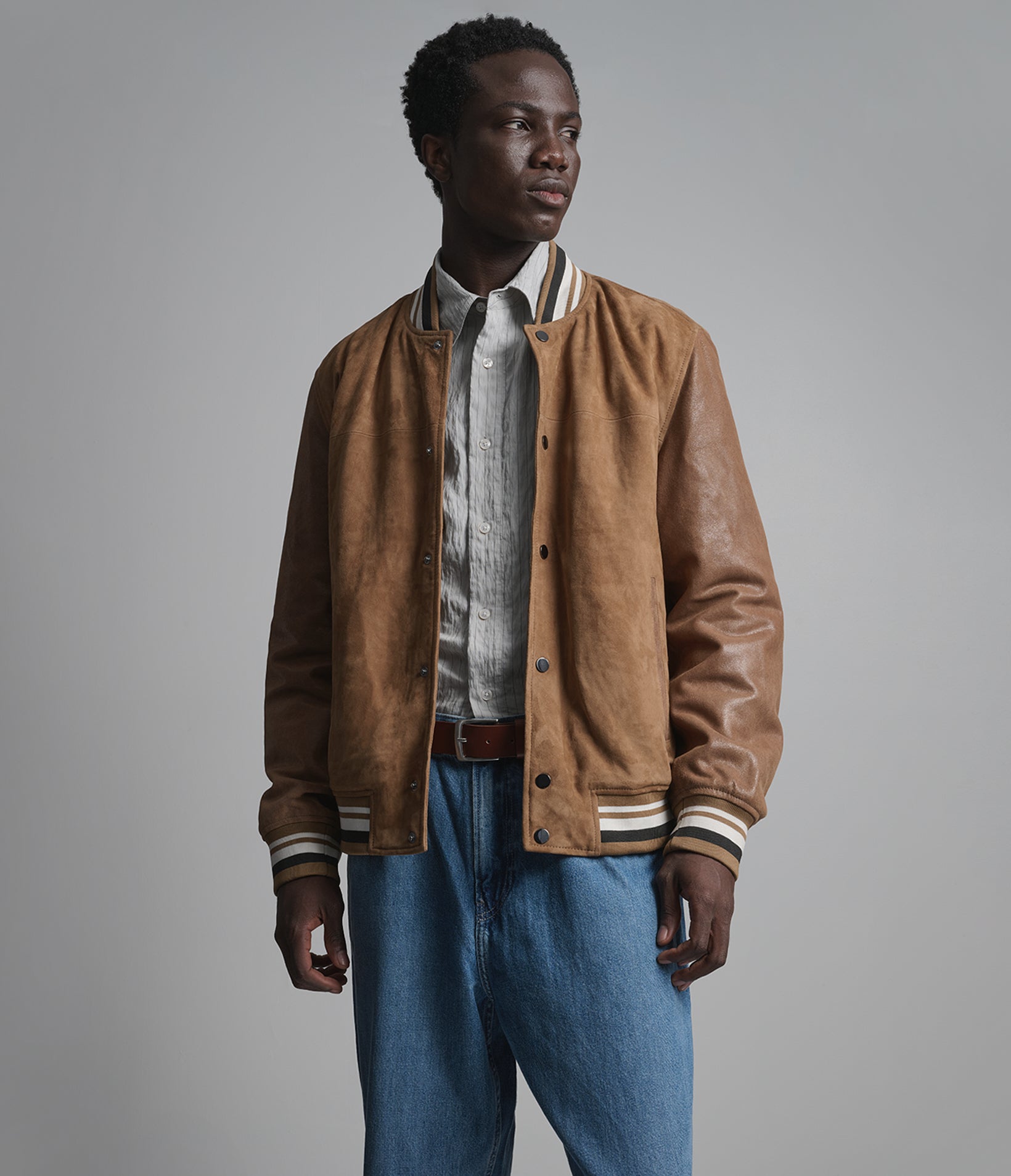 Micah Vintage Suede Varsity Jacket