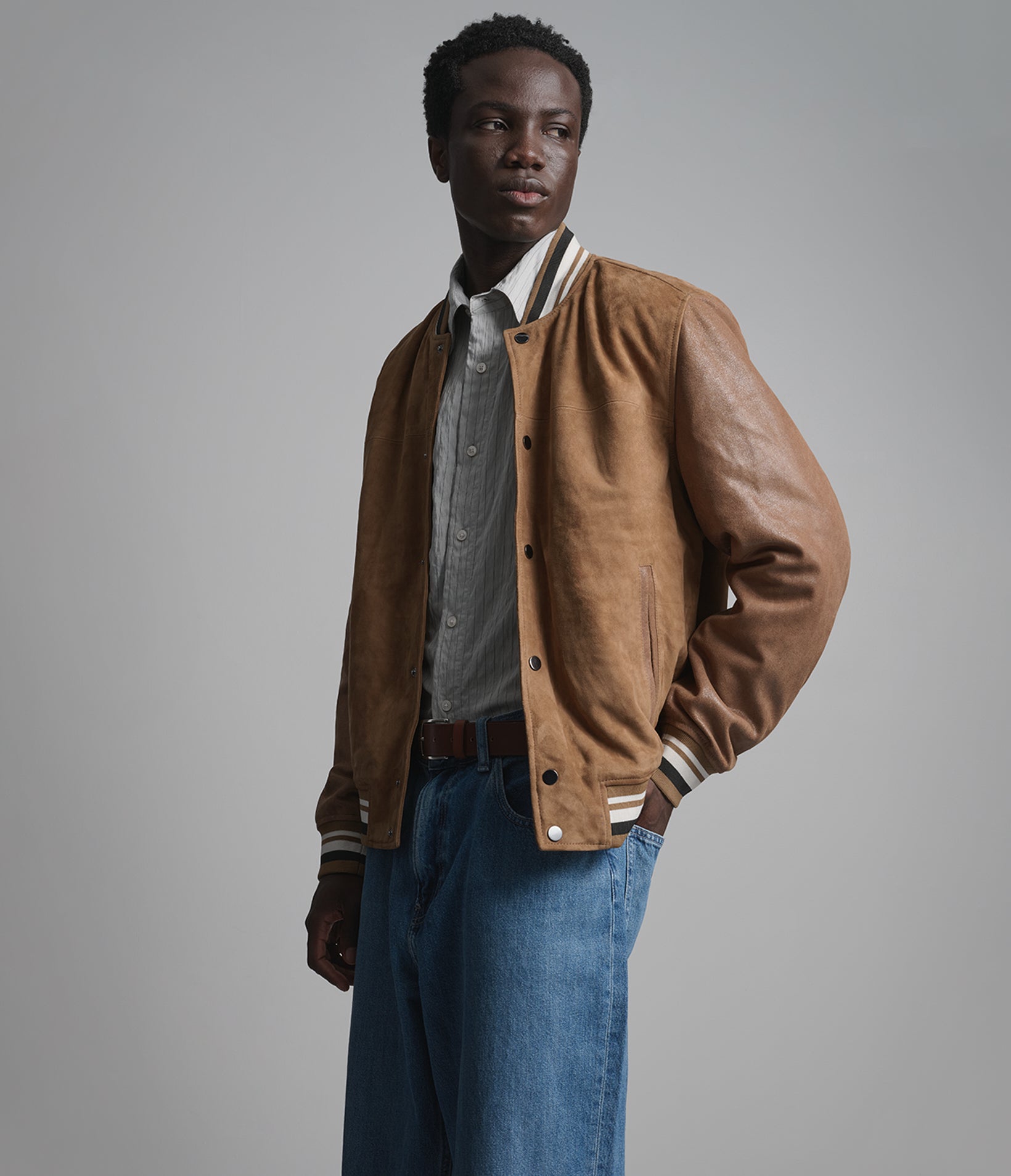 Micah Vintage Suede Varsity Jacket