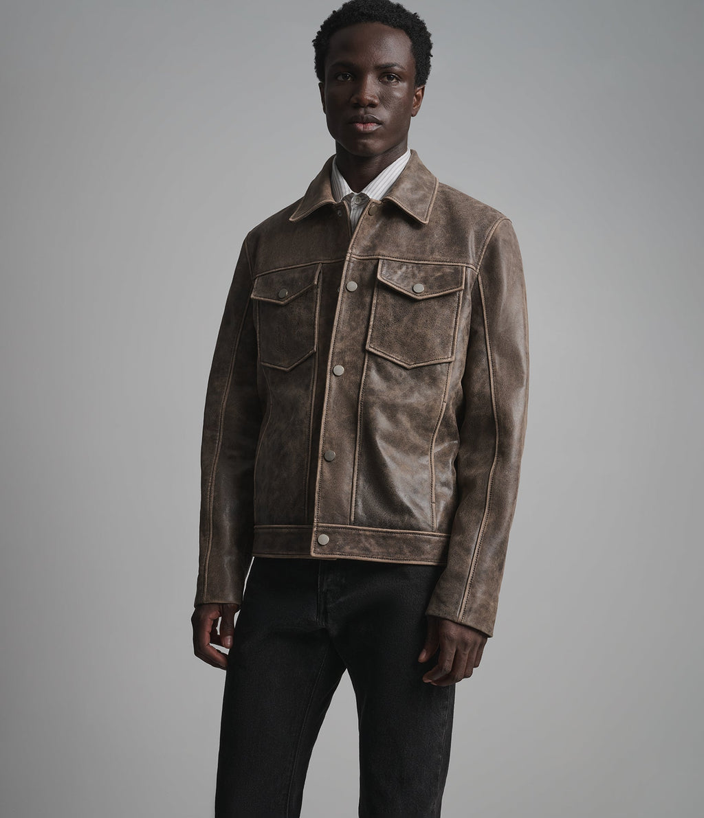 Jonah Vintage Leather Shirt Jacket