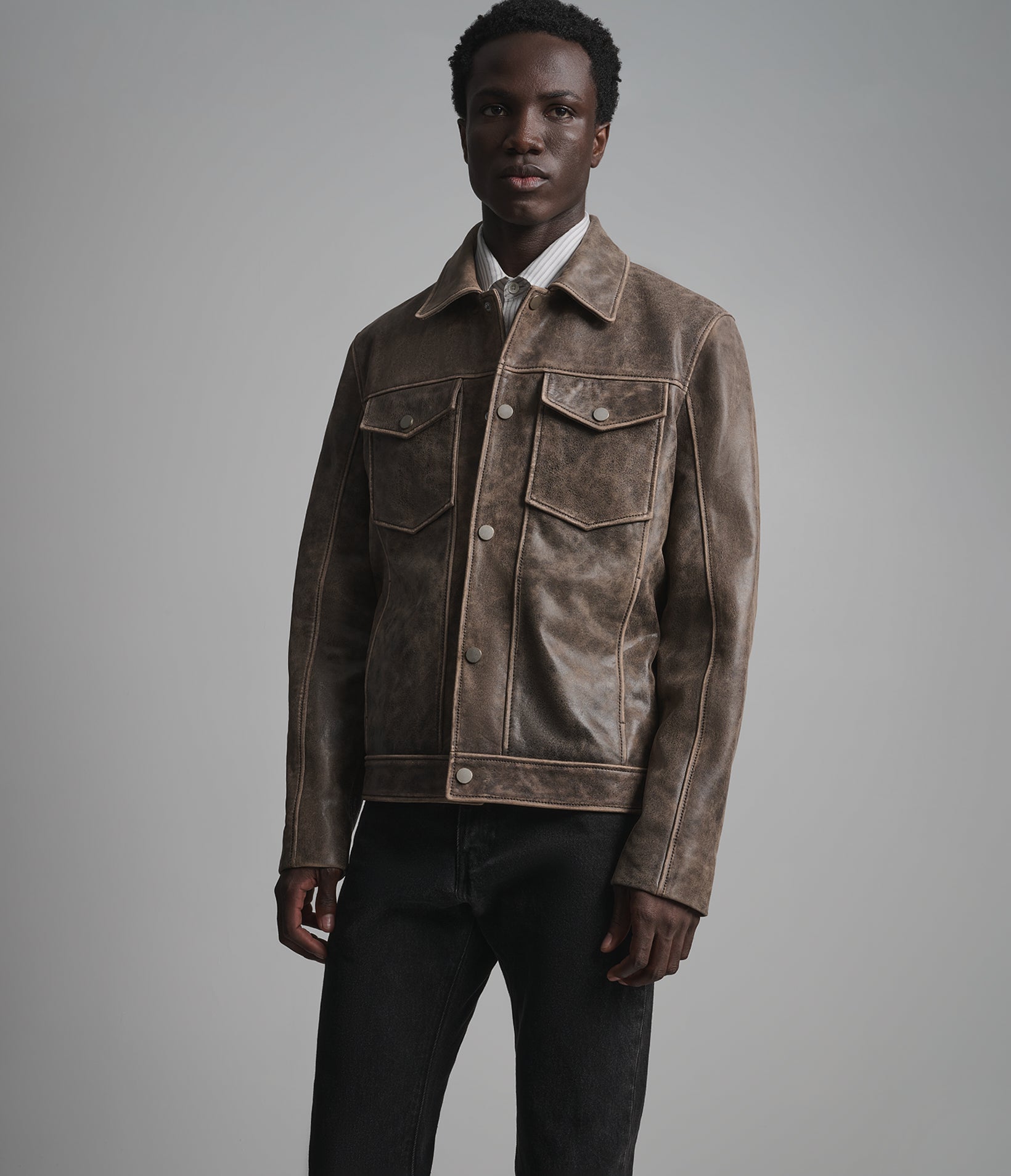 Jonah Vintage Leather Shirt Jacket