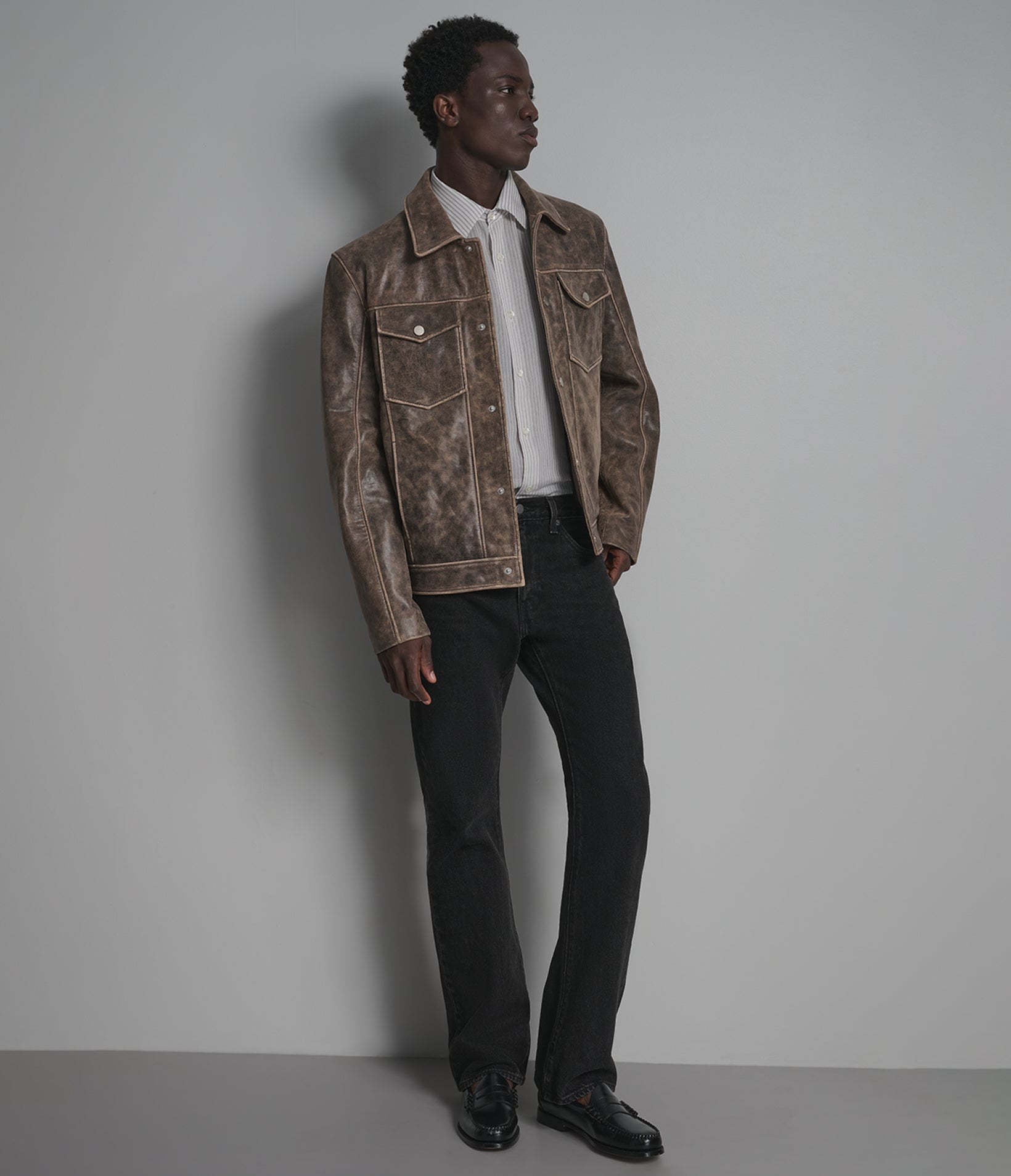 Jonah Vintage Leather Shirt Jacket
