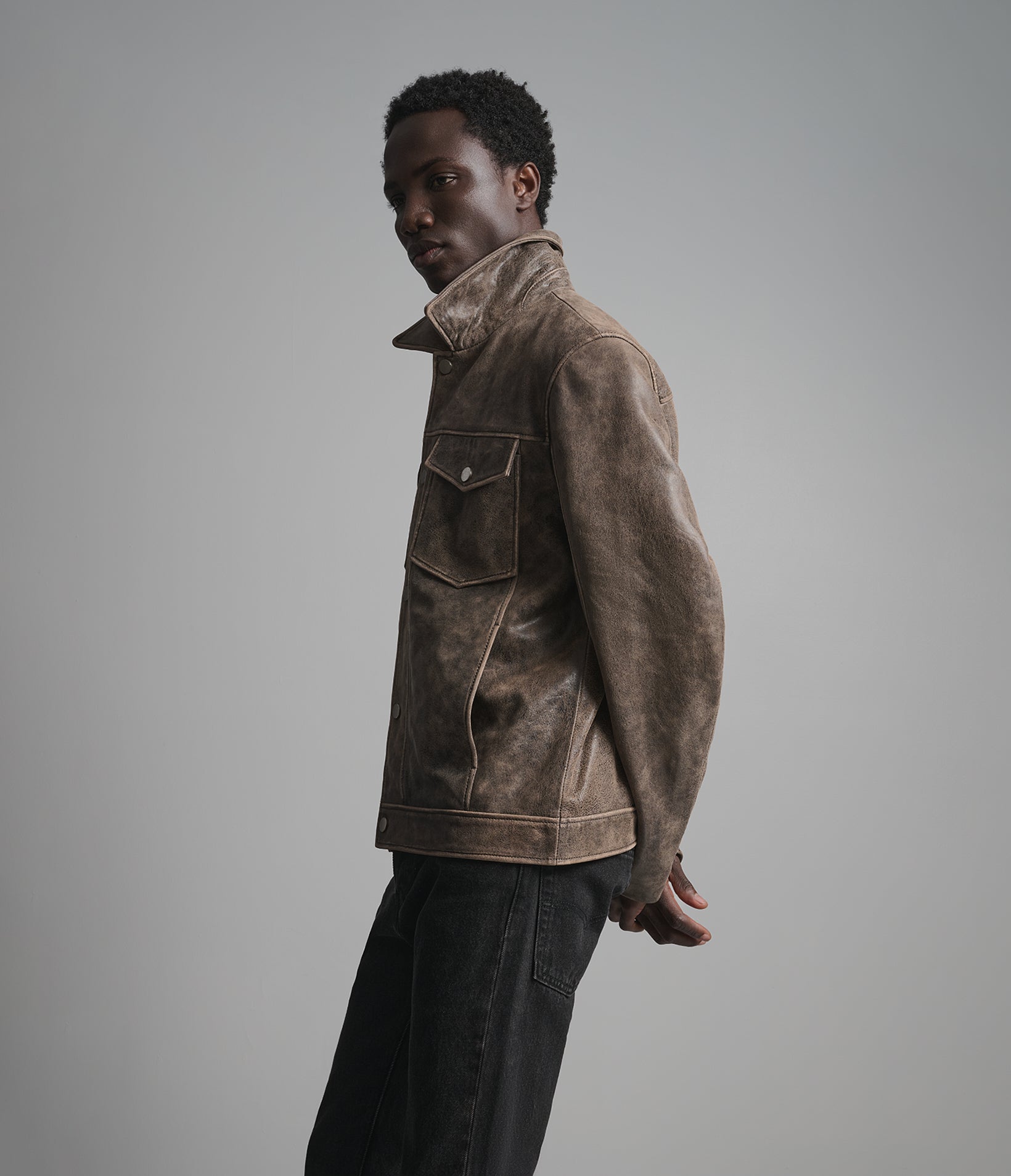 Jonah Vintage Leather Shirt Jacket
