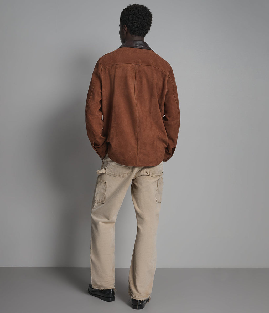 Zion Colour Block Suede Shirt Jacket