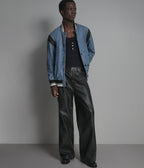 Simon Leather Denim Letterman Jacket