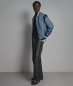 Simon Leather Denim Letterman Jacket