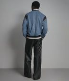 Simon Leather Denim Letterman Jacket