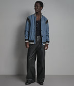 Simon Leather Denim Letterman Jacket