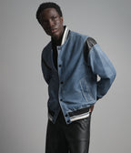 Simon Leather Denim Letterman Jacket