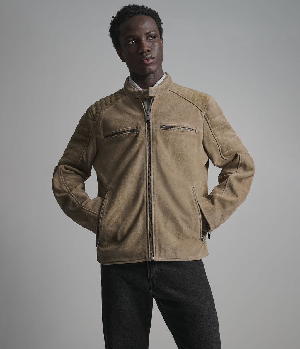 Roman Vintage Quilted Leather Racer Jacket