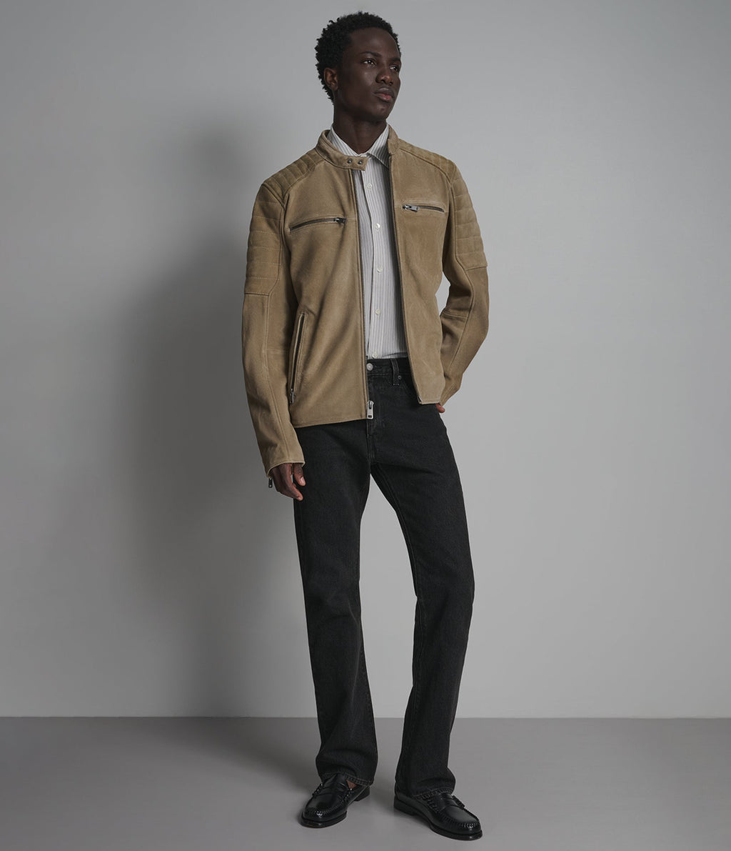 Roman Vintage Quilted Leather Racer Jacket