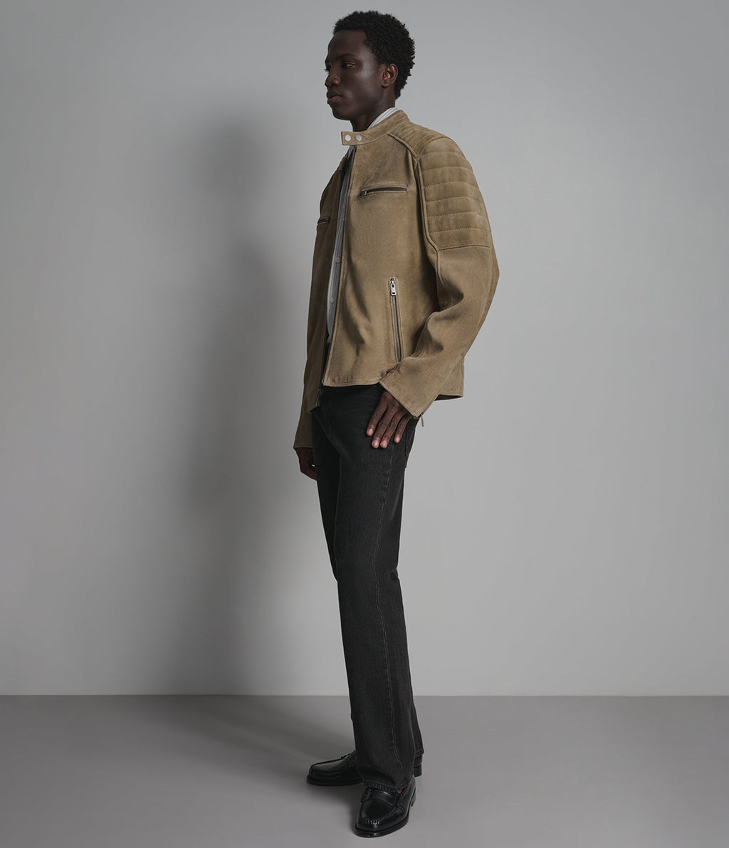 Roman Vintage Quilted Leather Racer Jacket