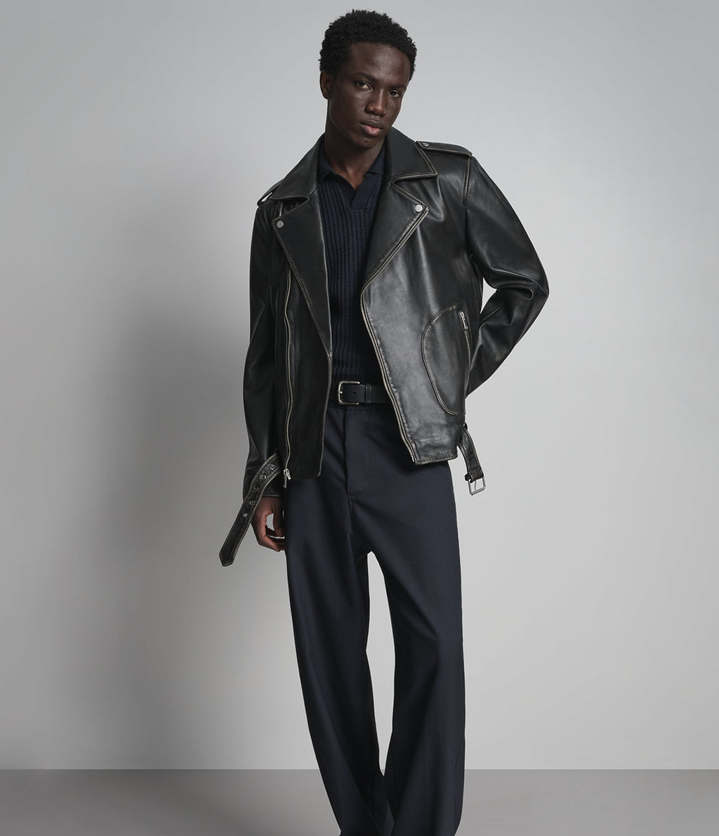 Rhodes Vintage Leather Moto Jacket
