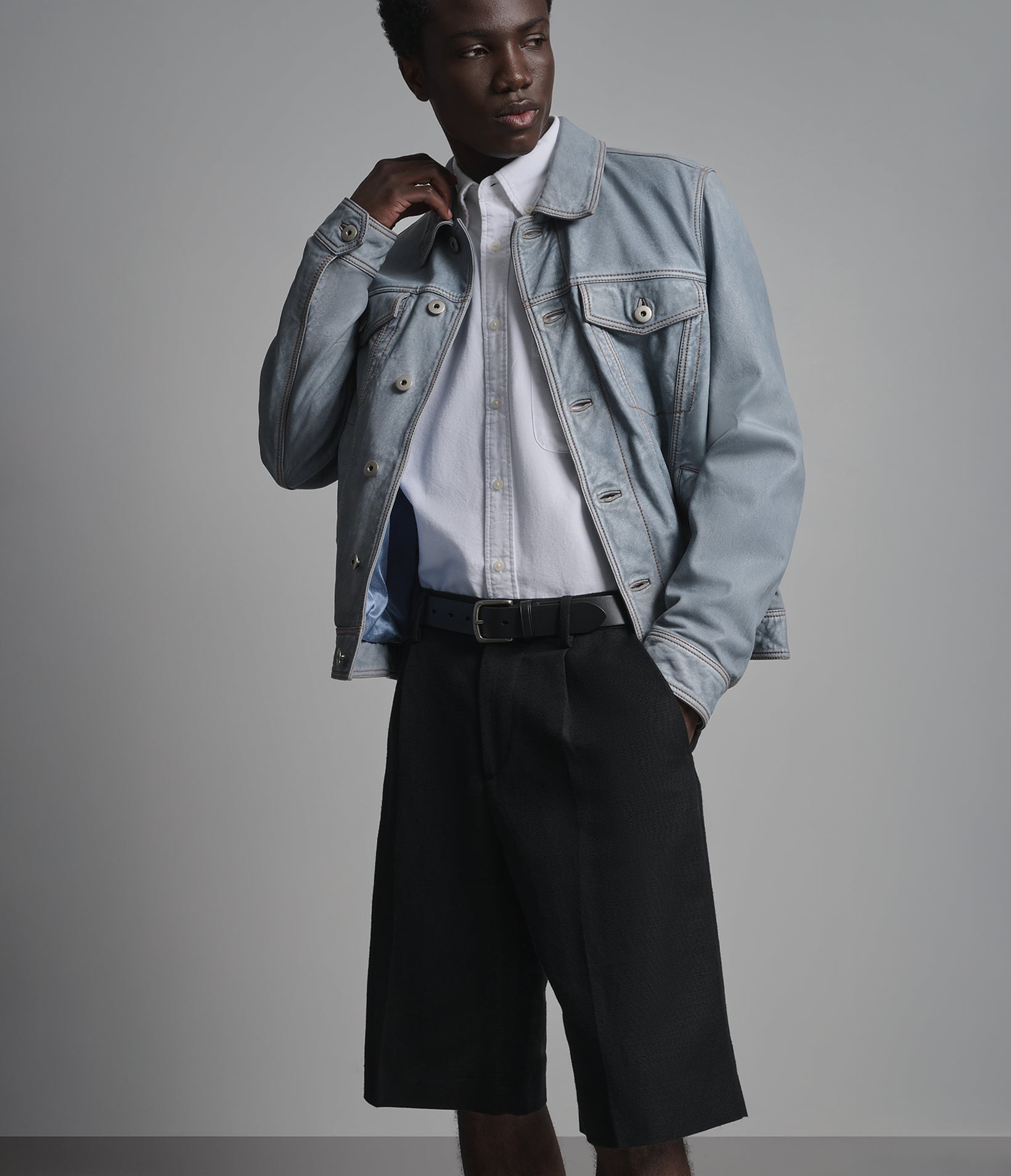 Chase Leather Denim Jacket