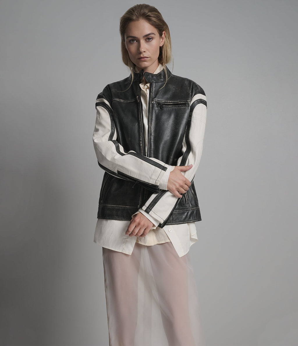 Millie Oversized Striped Racer Jacket