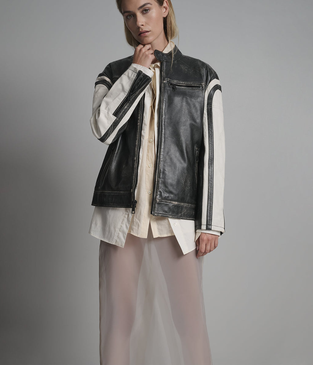 Millie Oversized Striped Racer Jacket