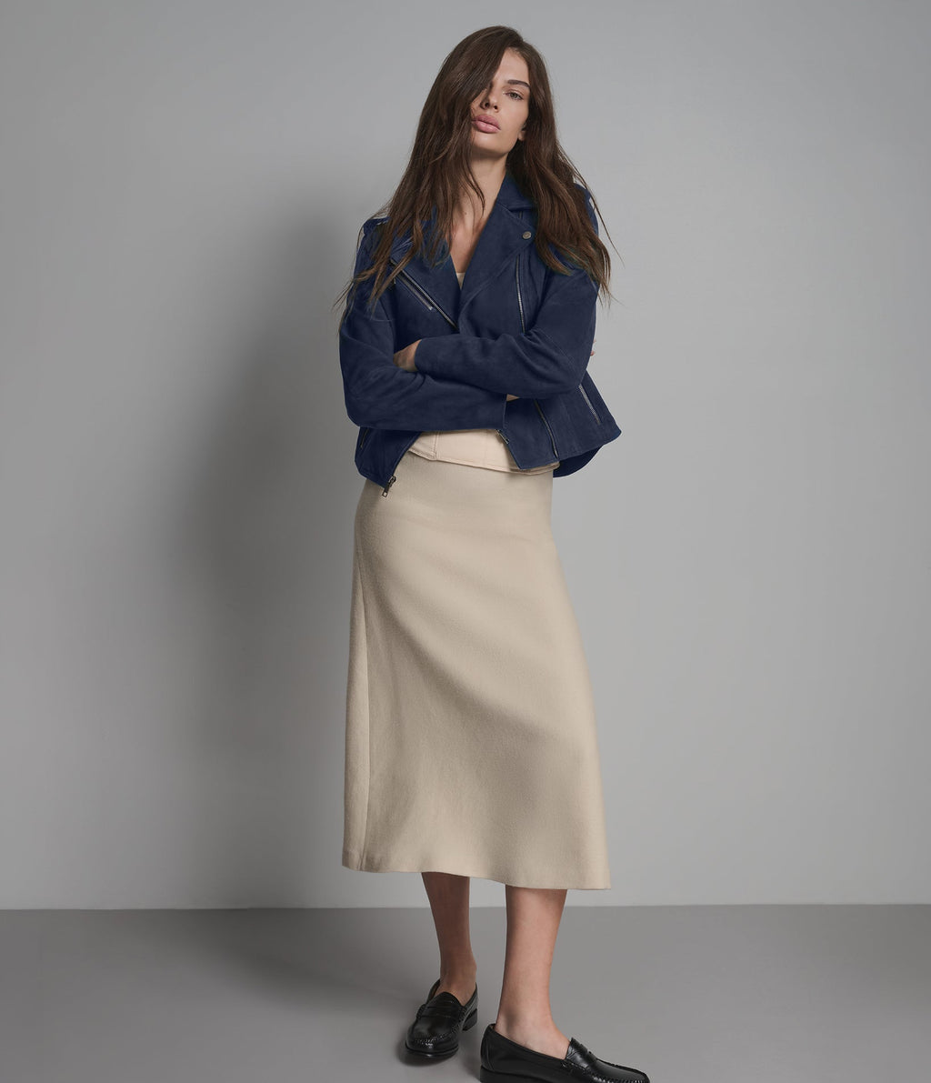 Madeline Suede Quilted Moto Jacket