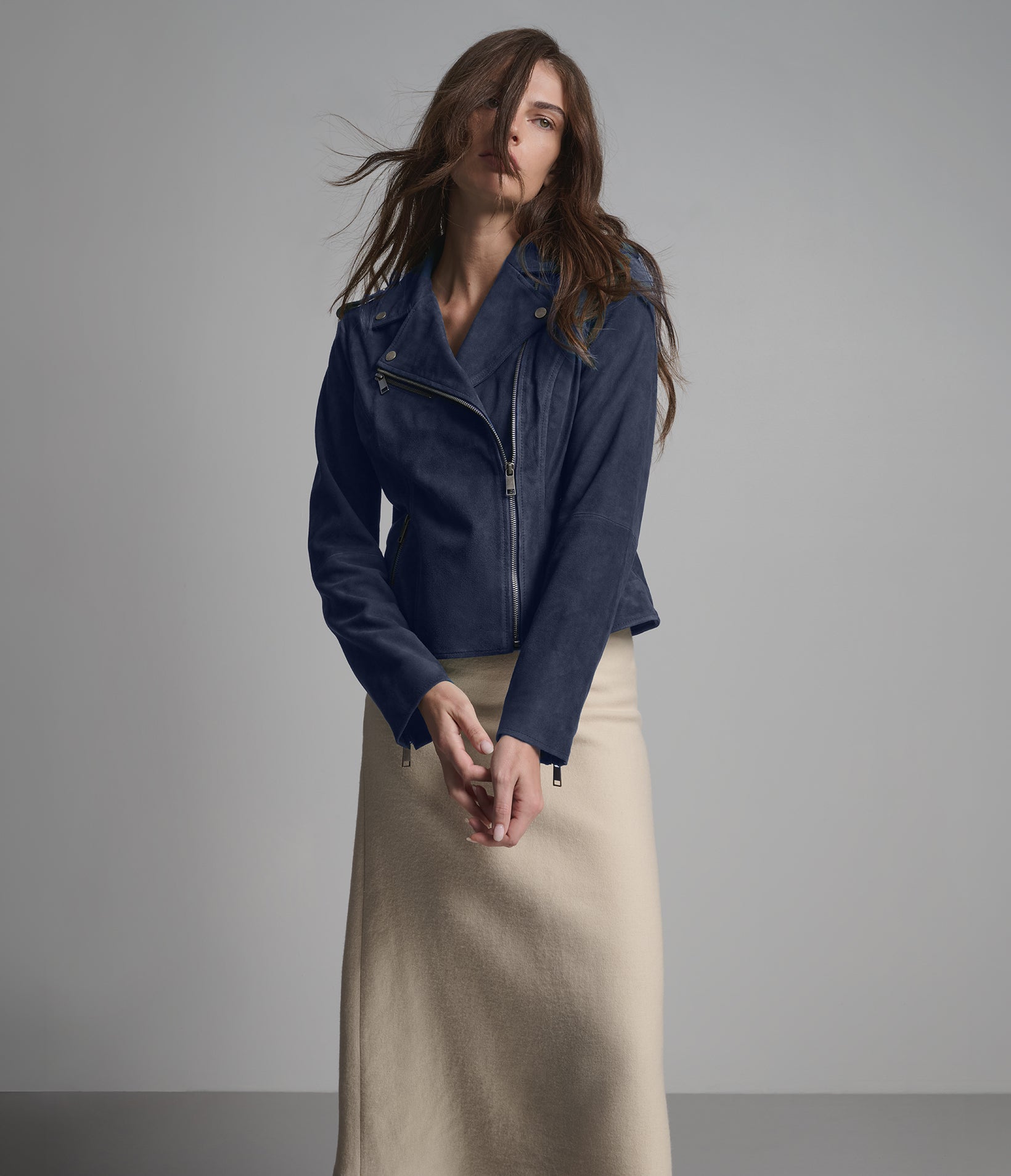 Madeline Suede Quilted Moto Jacket
