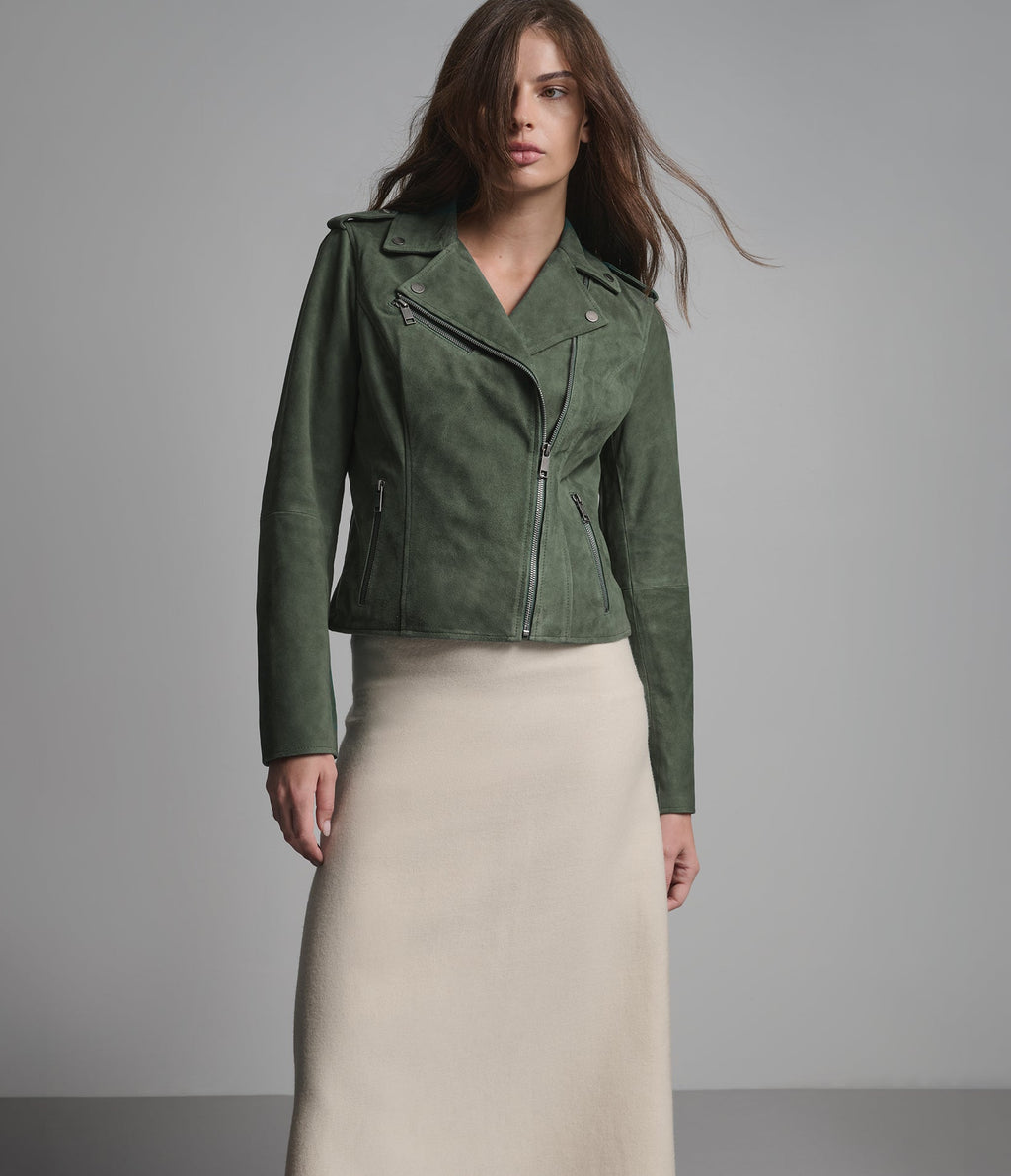Madeline Suede Quilted Moto Jacket