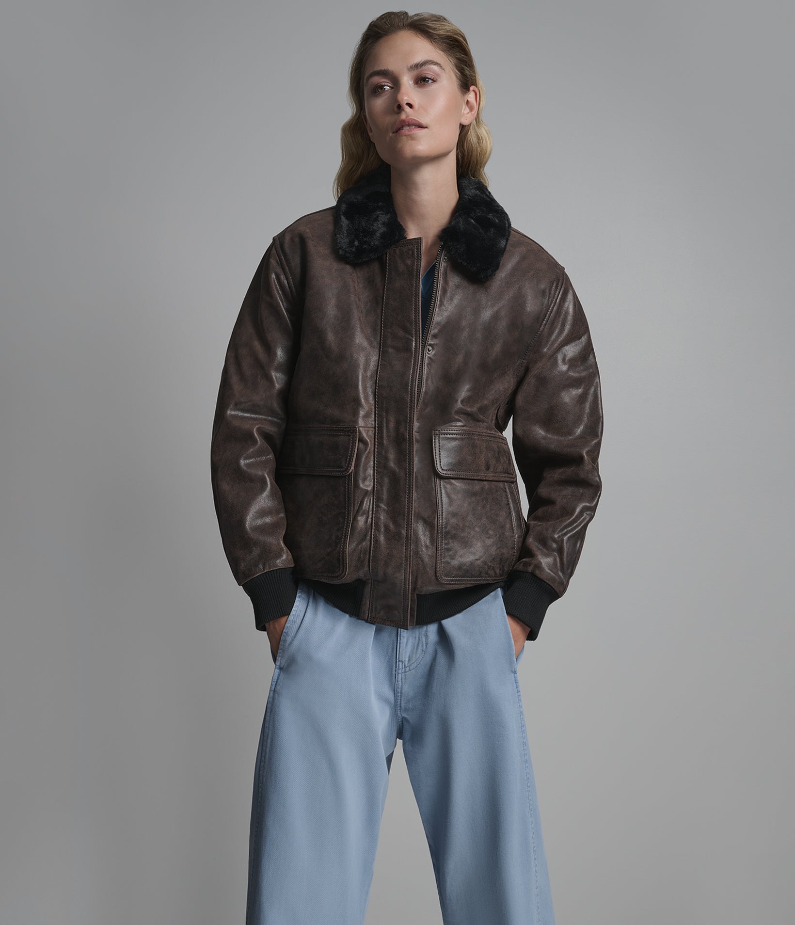 Everleigh Faux Fur Lined Bomber Jacket
