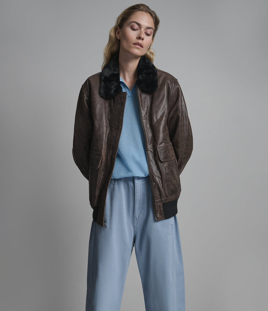 Everleigh Faux Fur Lined Bomber Jacket