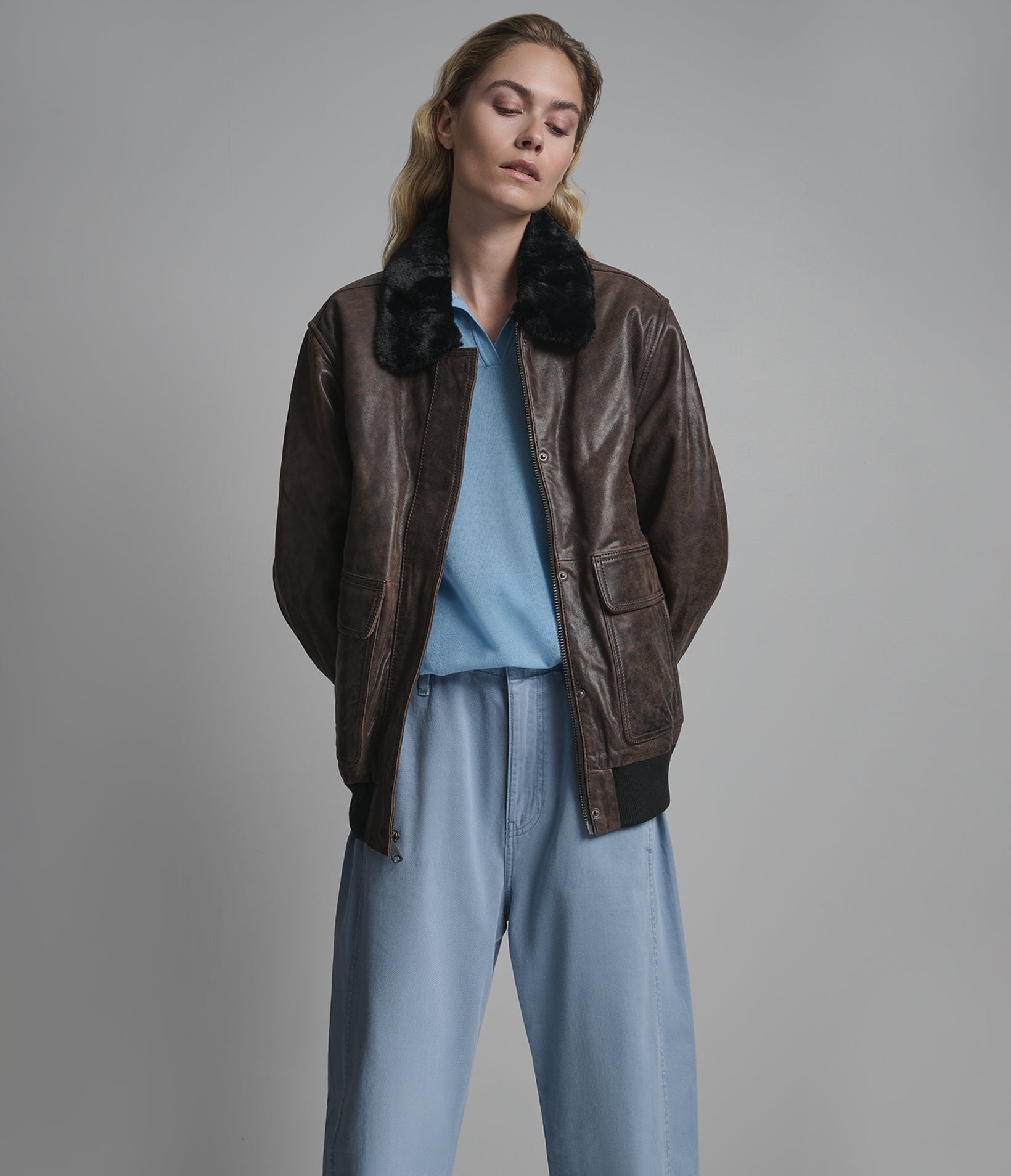 Everleigh Faux Fur Lined Bomber Jacket
