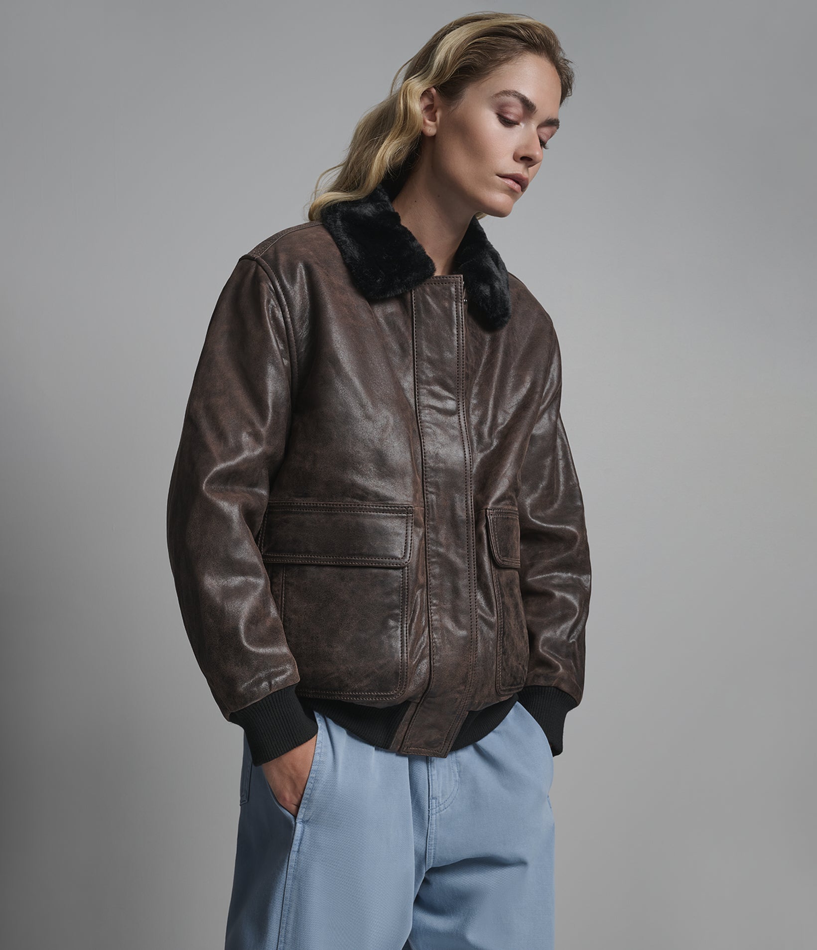 Everleigh Faux Fur Lined Bomber Jacket