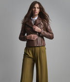 Madeline Asymmetrical Leather Moto Jacket