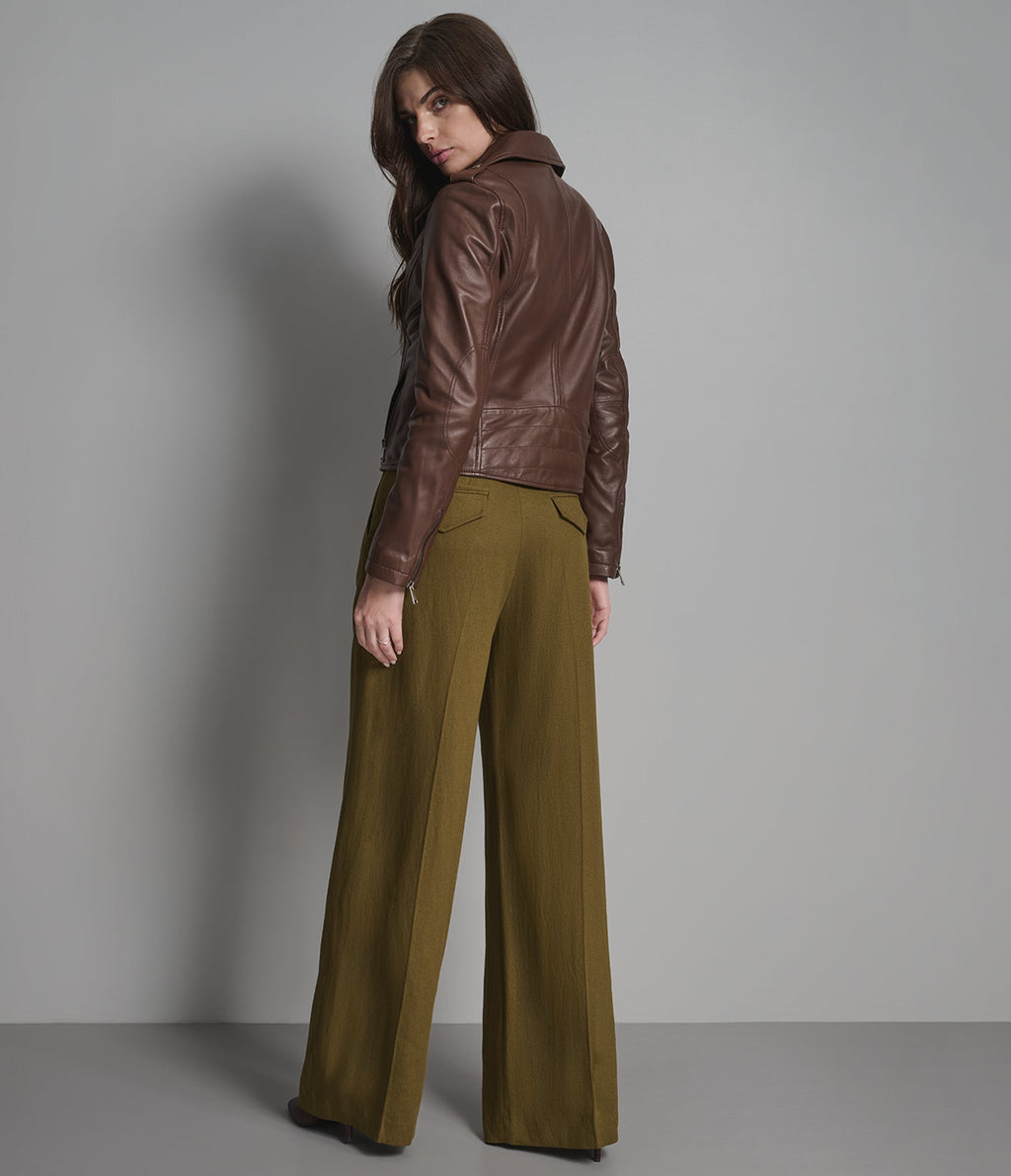 Madeline Asymmetrical Leather Moto Jacket