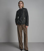 Miley Oversized Leather Moto Jacket