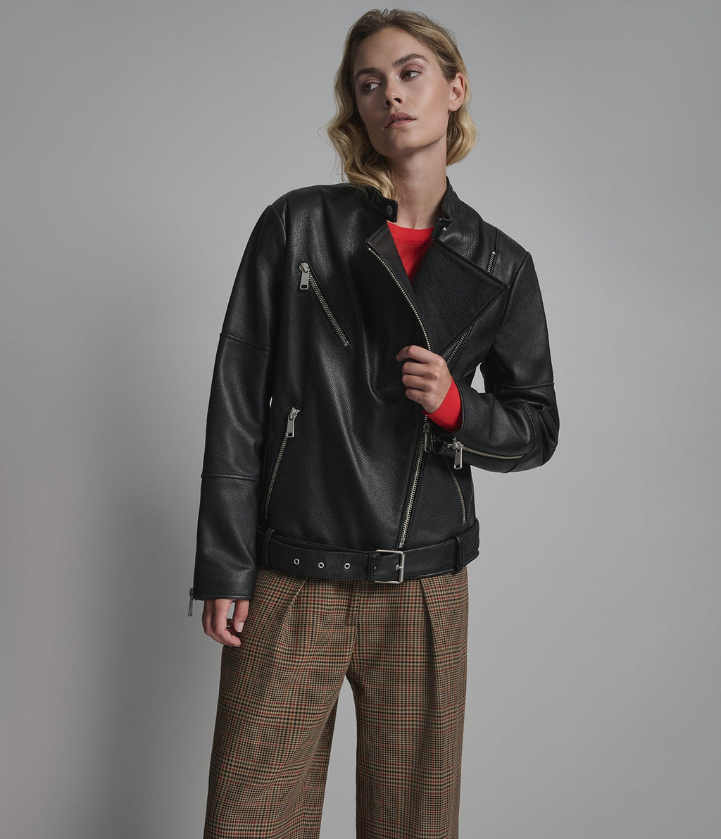 Miley Oversized Leather Moto Jacket