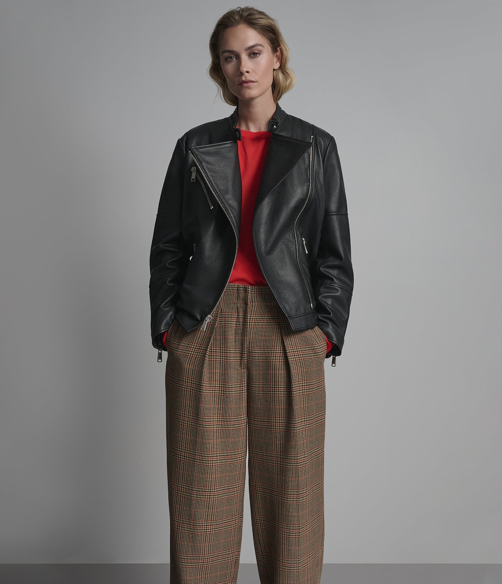 Miley Oversized Leather Moto Jacket
