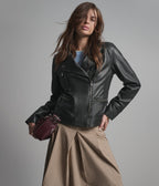 Marissa Asymmetric Leather Moto Jacket