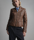 Caitlin Leather Scuba Jacket